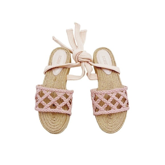 Schutz Braided Espadrille Woven Pink Sandal SZ7.5 Mint - Picture 1 of 7